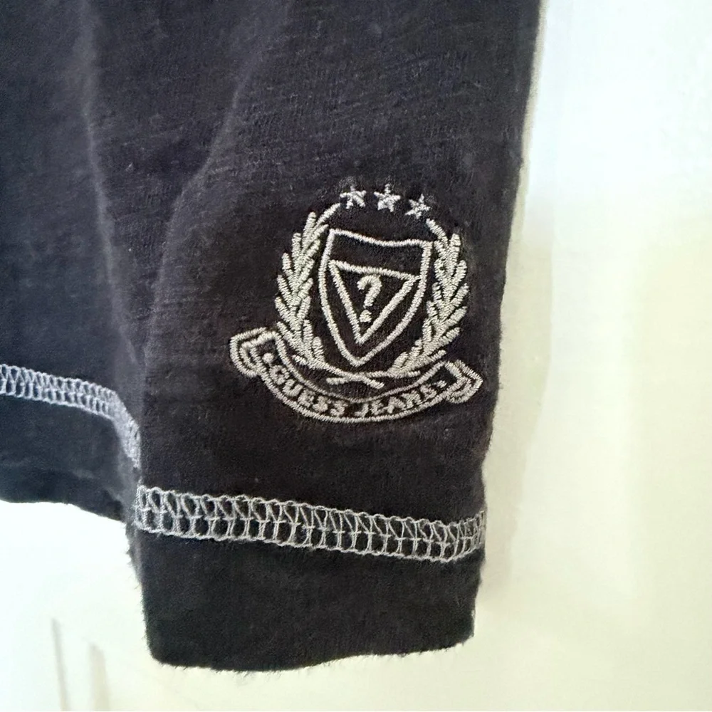 GUESS Black Short Sleeve Henley Shirt - Picture 3 of 4